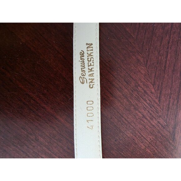 Genuine Snakeskin Leather Belt Silver Buckle Cream/Off White Exotic Accessory L - Picture 5 of 8